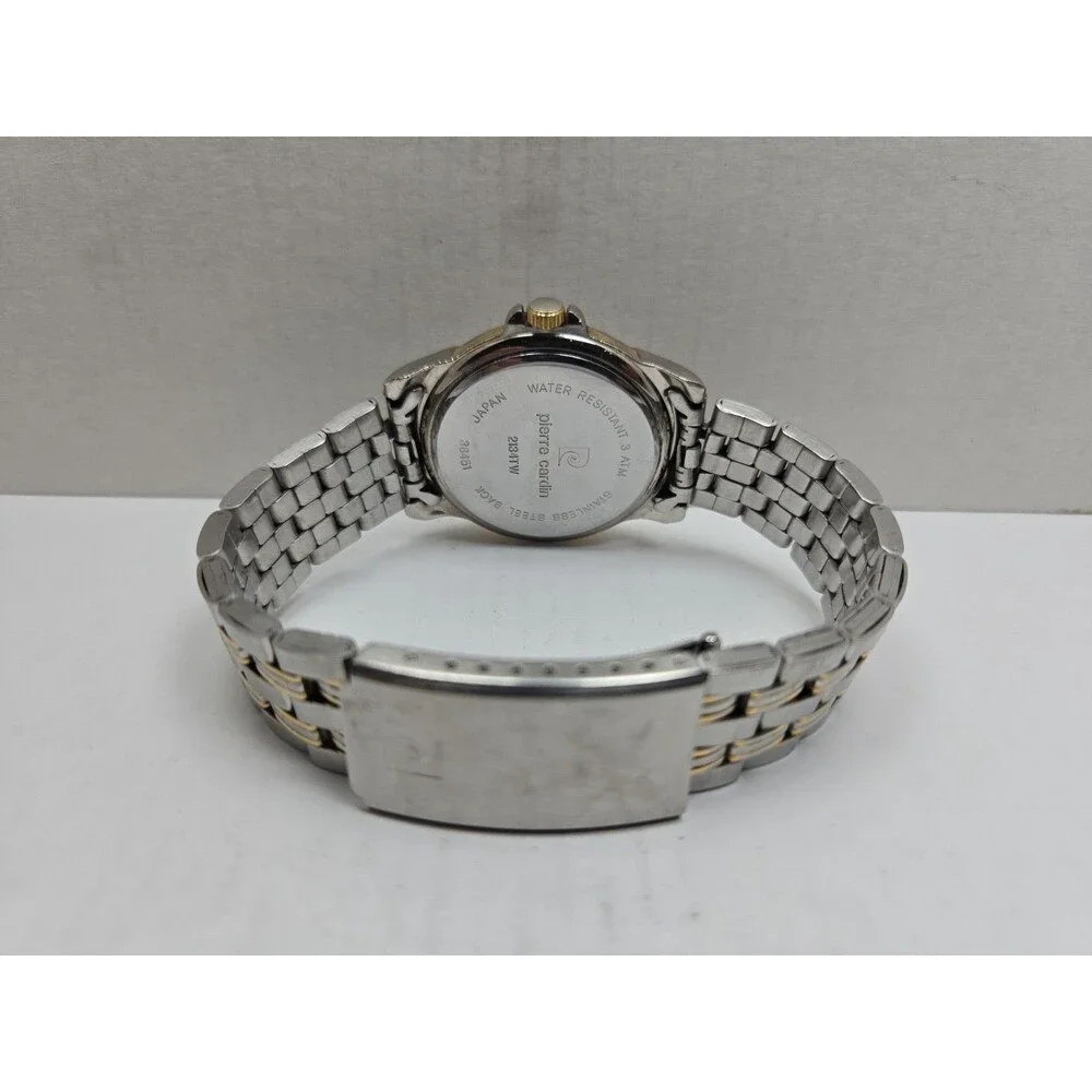 Pierre Cardin Mens Tachymeter Date 41mm Watch Two Tone Silver Gold New Battery
